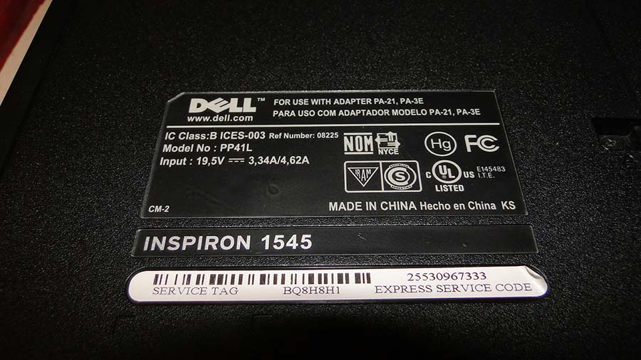 Các thông tin tên máy, mã máy, serial tag của laptop