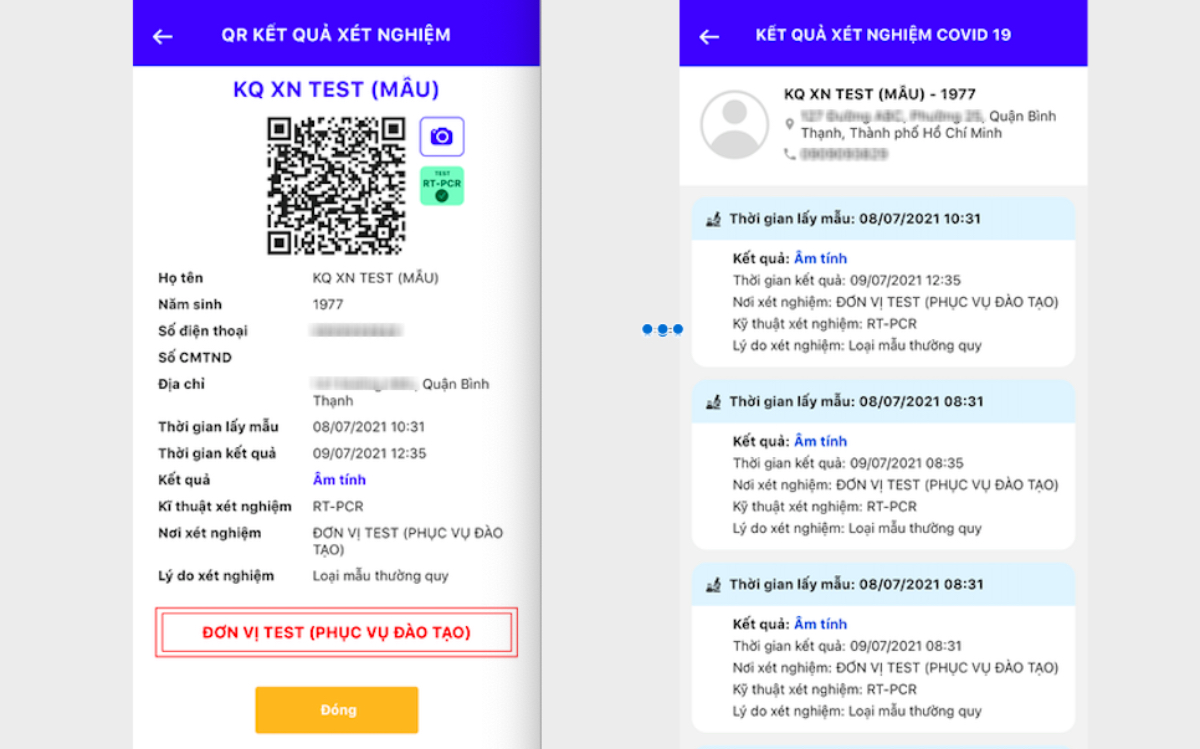 Ứng dụng công nghệ xem kết quả xét nghiệm