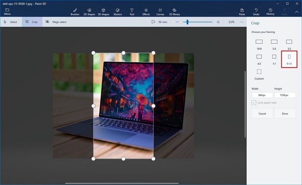 Cắt hình ảnh bằng Paint 3D